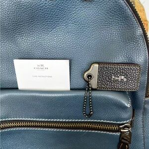 Coach Blue Leather Backpack with Gold Hardware